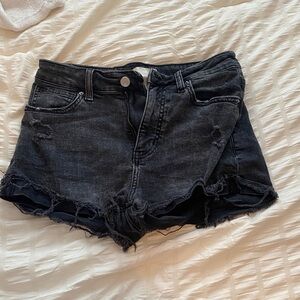 H&M Black Distressed Jean Shorts